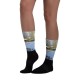 All-Over Black Foot Sublimated Print Socks with Bowling Green in Winter